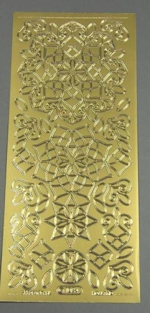 Stickerbogen 10 x 23 cm 3D Aufkleber Blumen gold