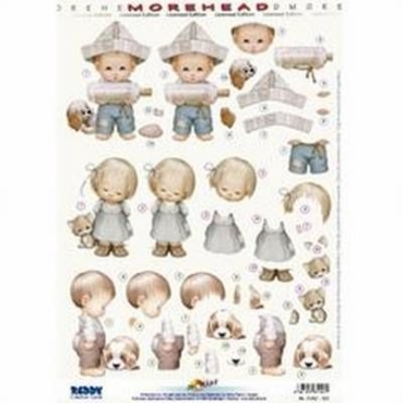 3D Stanzbogen Moreheads Kinder und Tiere