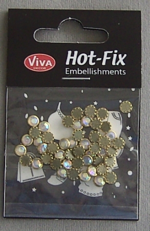 VIVA Decor Hot Fix Steine "transparent irisierend gold-eingefaßt" 6 mm