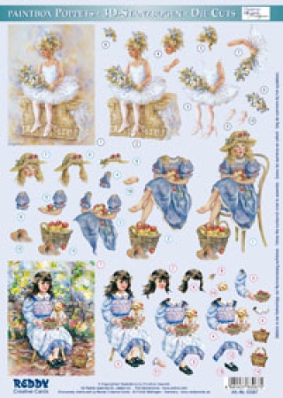 Reddy 3D Stanzbogen Paintbox Poppets Nimon, Mädchen mit Äpfeln, Erdbeeren