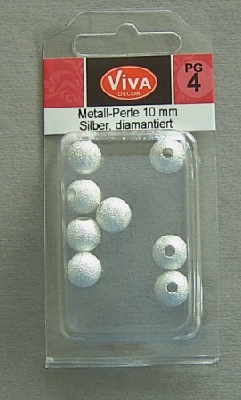 VIVA Decor Metallperle silber diamantiert 10 mm