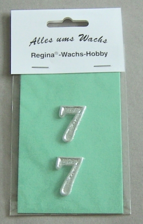 Wachs Zahl "7" glänzend, 25 mm silber