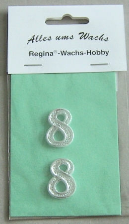 Wachs Zahl "8" glänzend, 25 mm silber