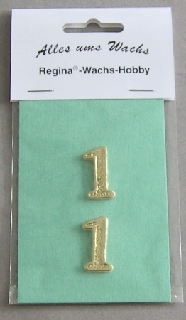 Wachs Zahl "1" glänzend, 25 mm gold