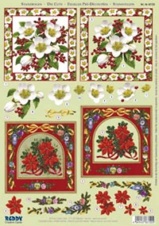 Reddy 3D Stanzbogen Christrosen und Weihnachtssterne