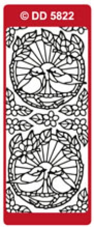 Preview: Match-It Sticker Vögel mit Blumen gold