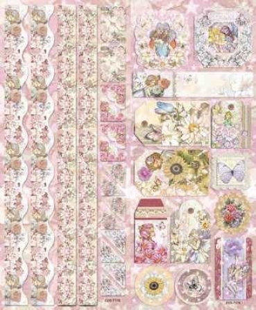 Preview: Le Suh Geprägte Sticker Blumenkinder rosa