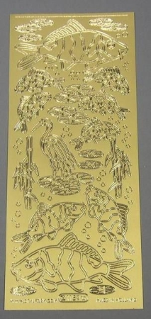 Stickerbogen 10 x 23 cm Koi-Karpfen gold