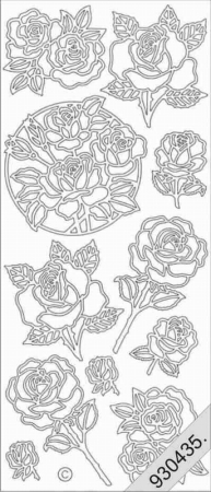 Preview: Le Suh Stickerbogen 10 x 23 cm Rosen im Kreis gold