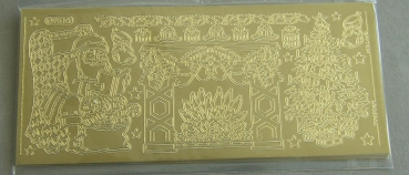 Le Suh Stickerbogen 10 x 23 cm Weihnachten Kamin gold