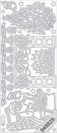 Preview: Le Suh Stickerbogen 10 x 23 cm Weihnachten Kamin gold