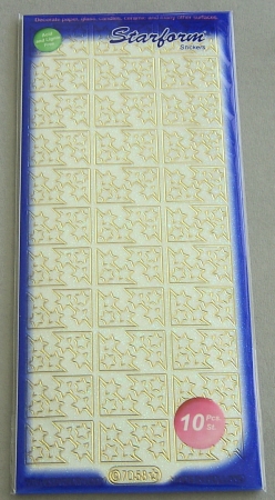 Stickerbogen 10 x 23 cm Flitter transparent Ecken Sterne gold