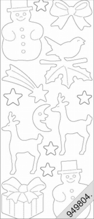 Preview: Stickerbogen 10 x 23 cm Flitter transparent Weihnacht II Gold