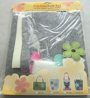 Kleiber Filztaschen-Set Blümchen grau
