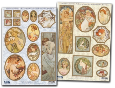 Reddy Cards Stanzbogen Jugendstil Motive mit Goldrand 1 für Prägeboard Majestic