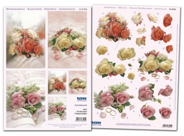 Reddy Cards  Set 3D Stanzbogen mit Hintergrundbogen Hochzeitsbouquets