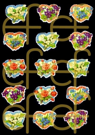 Selbstklebende Glanzbilder 15 Blumenherzen