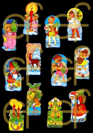 Selbstklebende Glanzbilder 12 Weihnachtsmotive