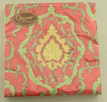 Caspari Lunch Serviette pro Stück Medici Red / Green