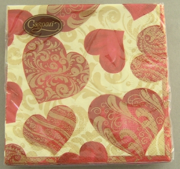 Caspari Lunch Serviette pro Stück Florentine Hearts