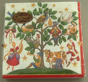 Caspari Lunch Serviette pro Stück 12 Days of Christmas