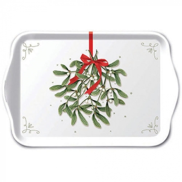 Ambiente Tablett 13 x 21 cm Mistletoe with bow white