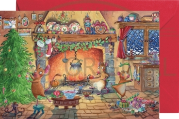 Miniadventskalender mit Umschlag Weihnachten bei Familie Maus