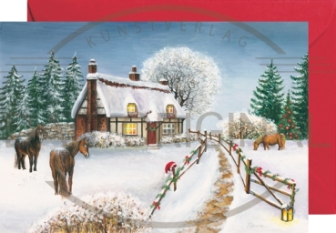 Miniadventskalender mit Umschlag Cottage im Winter