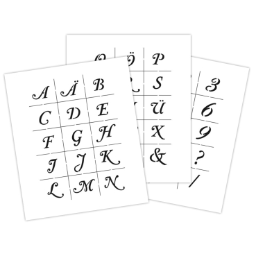 Universalschablonen Set A5 Alphabet Großbuchstaben und Zahlen