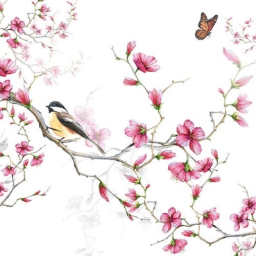 Ambiente Lunch Serviette pro Stück Bird & Blossom White