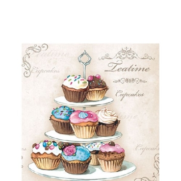 Ambiente Cocktail Serviette 25 x 25 cm pro Stück Cupcakes on Etagere