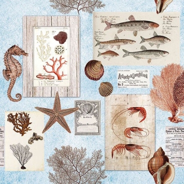 Ambiente Lunch Serviette 33 x 33 cm pro Stück Sepia Sea Blue