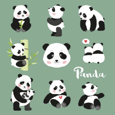 Ambiente Lunch Serviette 33 x 33 cm pro Stück Panda Bears