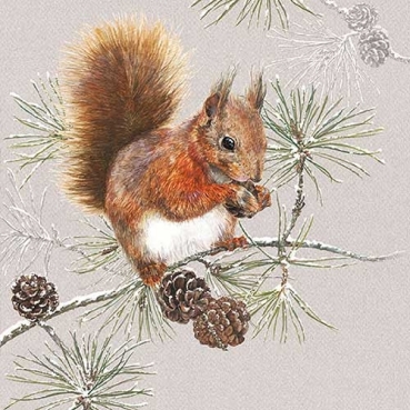 Ambiente Lunch Serviette 33 x 33 cm pro Stück Squirrel in Winter