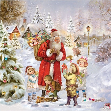 Ambiente Lunch Serviette 33 x 33 cm pro Stück Santa bringing Presents