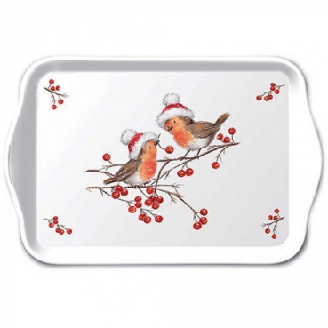 Ambiente Tablett 13 x 21 cm Christmas Robins white