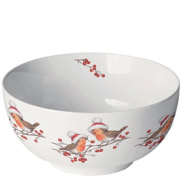 Ambiente Bowl Christmas Robins White