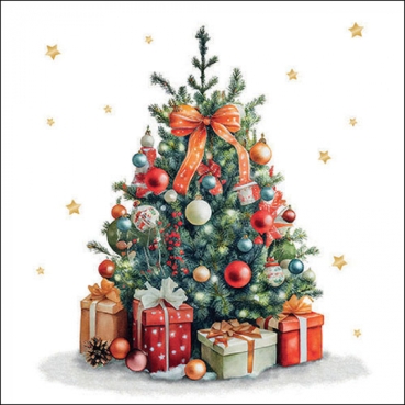 Ambiente Lunch Serviette 33 x 33 cm pro Stück Decorated Christmas Tree