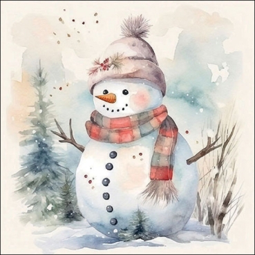 Ambiente Lunch Serviette 33 x 33 cm pro Stück Snowman in Nature