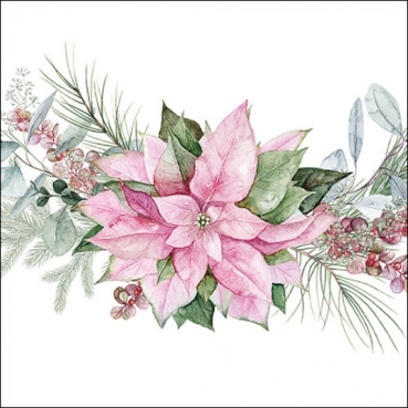 Ambiente Lunch Serviette 33 x 33 cm pro Stück Pink Poinsetta