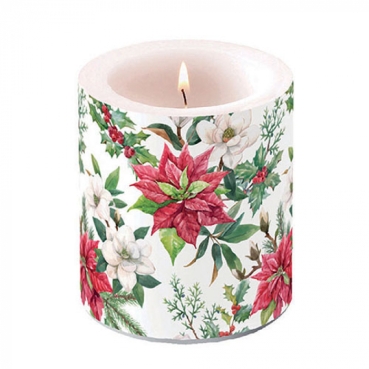 Ambiente Candle Kerze medium Christmas Florals