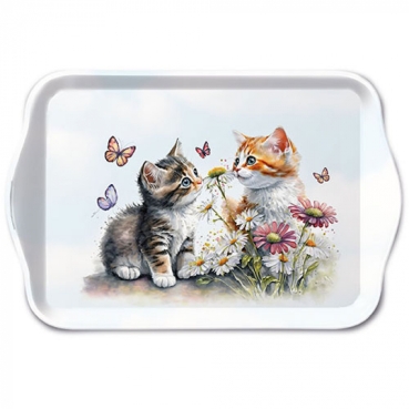 Ambiente Tray Melamine Tablett 13 x 21 cm Kittens in Flower Field
