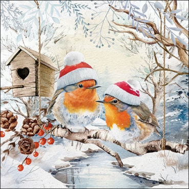 Ambiente Lunch Serviette 33 x 33 cm pro Stück Robins in Winterland