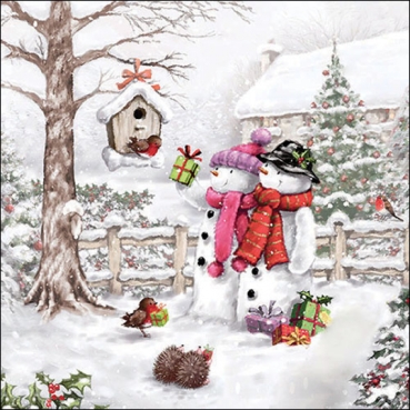 Ambiente Lunch Serviette 33 x 33 cm pro Stück Snowmen bringing Gifts