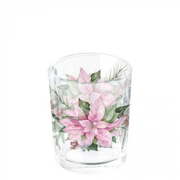 Ambiente Tea Light Holder Pink Poinsetta