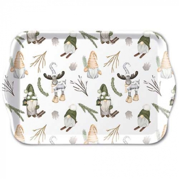 Ambiente Tray Melamine Tablett 13 x 21 cm Forest Gnomes White