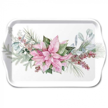 Ambiente Tray Melamine Tablett 13 x 21 cm Pink Poinsetta