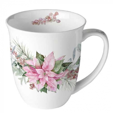 Ambiente Mug Tasse 0,4 l Pink Poinsetta