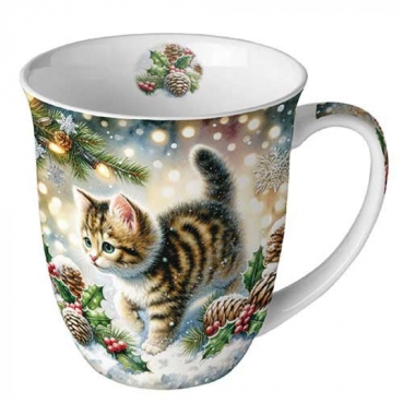 Ambiente Mug Tasse 0,4 l Cute Cat in the Snow