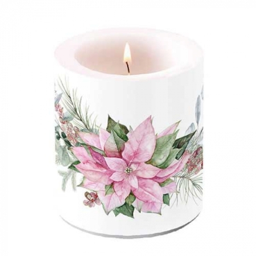 Ambiente Candle Kerze medium Pink Poinsetta
